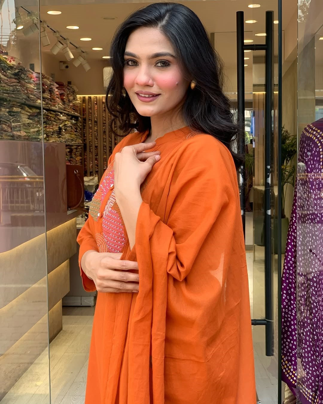 Vegaa Fashion Orange Rayon Embroidered Salwar Suit | Grocsy
