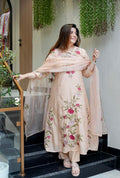 Vegaa Fashion Light Peach Chanderi Silk Embroidered Salwar Suit | Grocsy