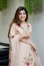 Vegaa Fashion Light Peach Chanderi Silk Embroidered Salwar Suit | Grocsy