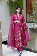 Vegaa Fashion Pink Chanderi Silk Embroidered Salwar Suit | Grocsy
