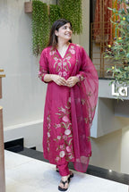Vegaa Fashion Pink Chanderi Silk Embroidered Salwar Suit | Grocsy