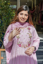 Vegaa Fashion Light Pink Chanderi Silk Embroidered Salwar Suit | Grocsy