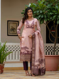Vegaa Fashion Light Peach Jacquard Silk Printed Salwar Suit | Grocsy