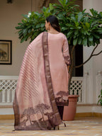 Vegaa Fashion Light Peach Jacquard Silk Printed Salwar Suit | Grocsy