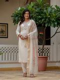 Vegaa Fashion Off White Roman Silk Embroidered Salwar Suit | Grocsy