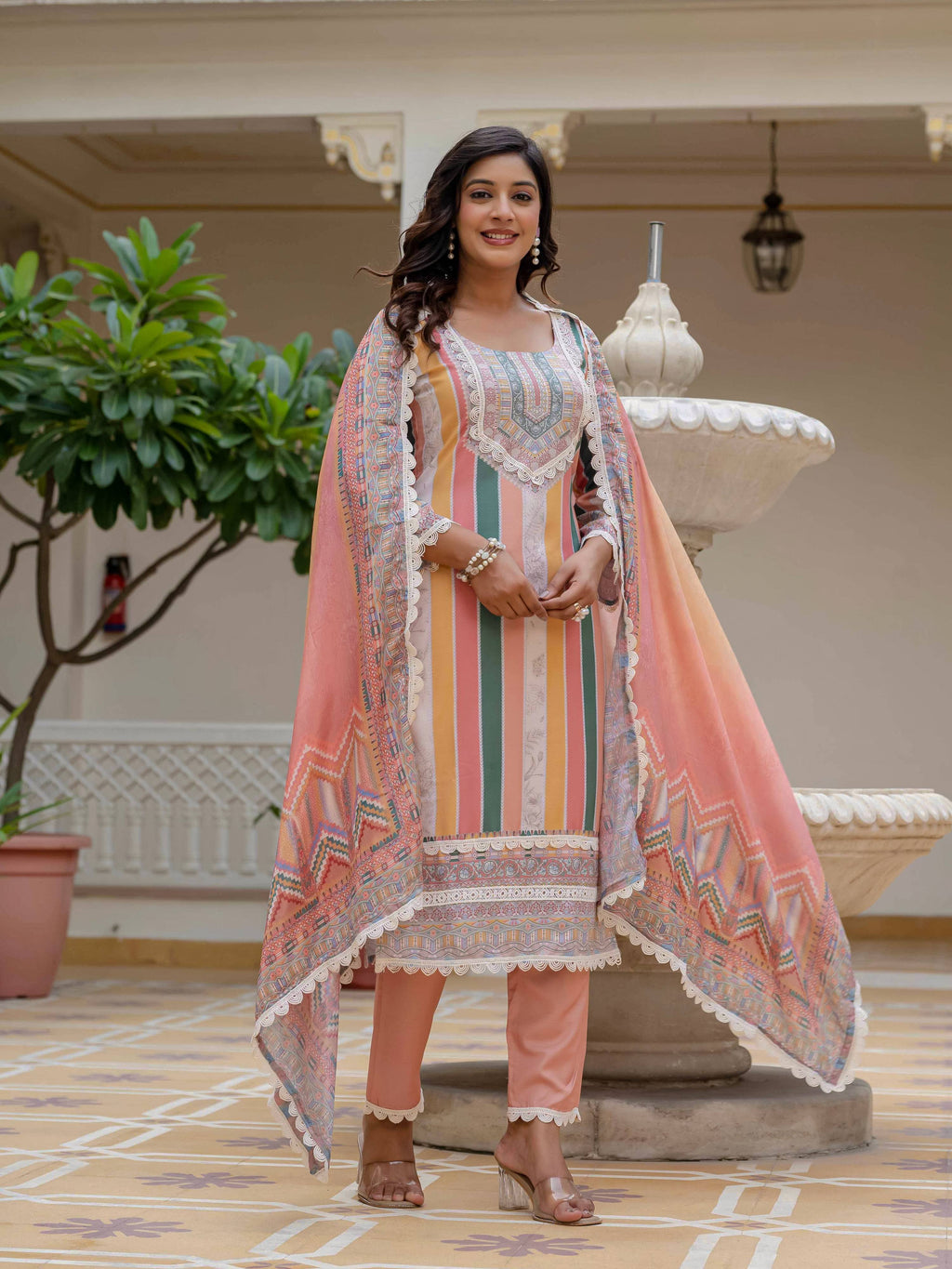 Vegaa Fashion Orange Rayon Embroidered Salwar Suit | Grocsy