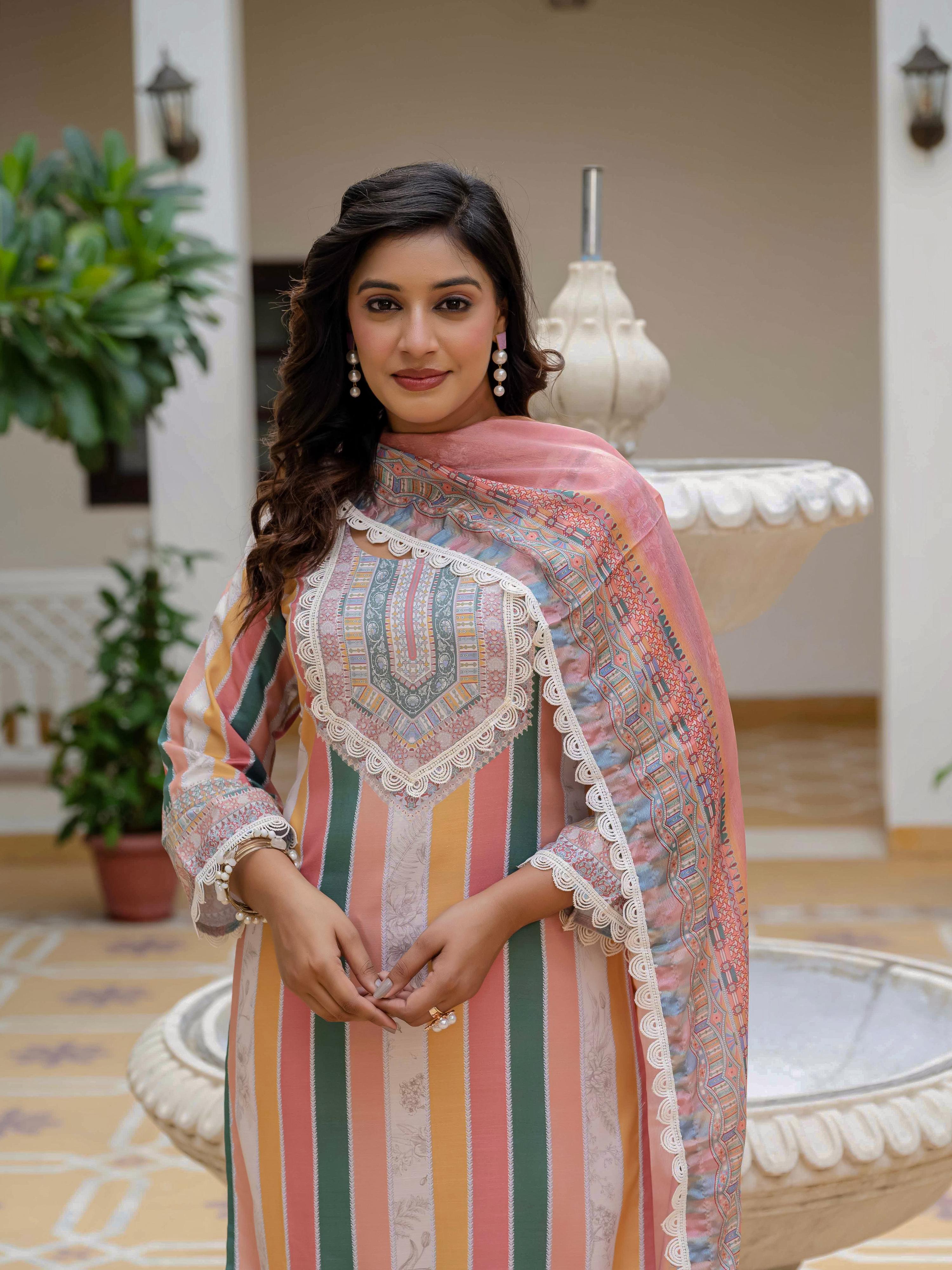 Vegaa Fashion Orange Rayon Embroidered Salwar Suit | Grocsy