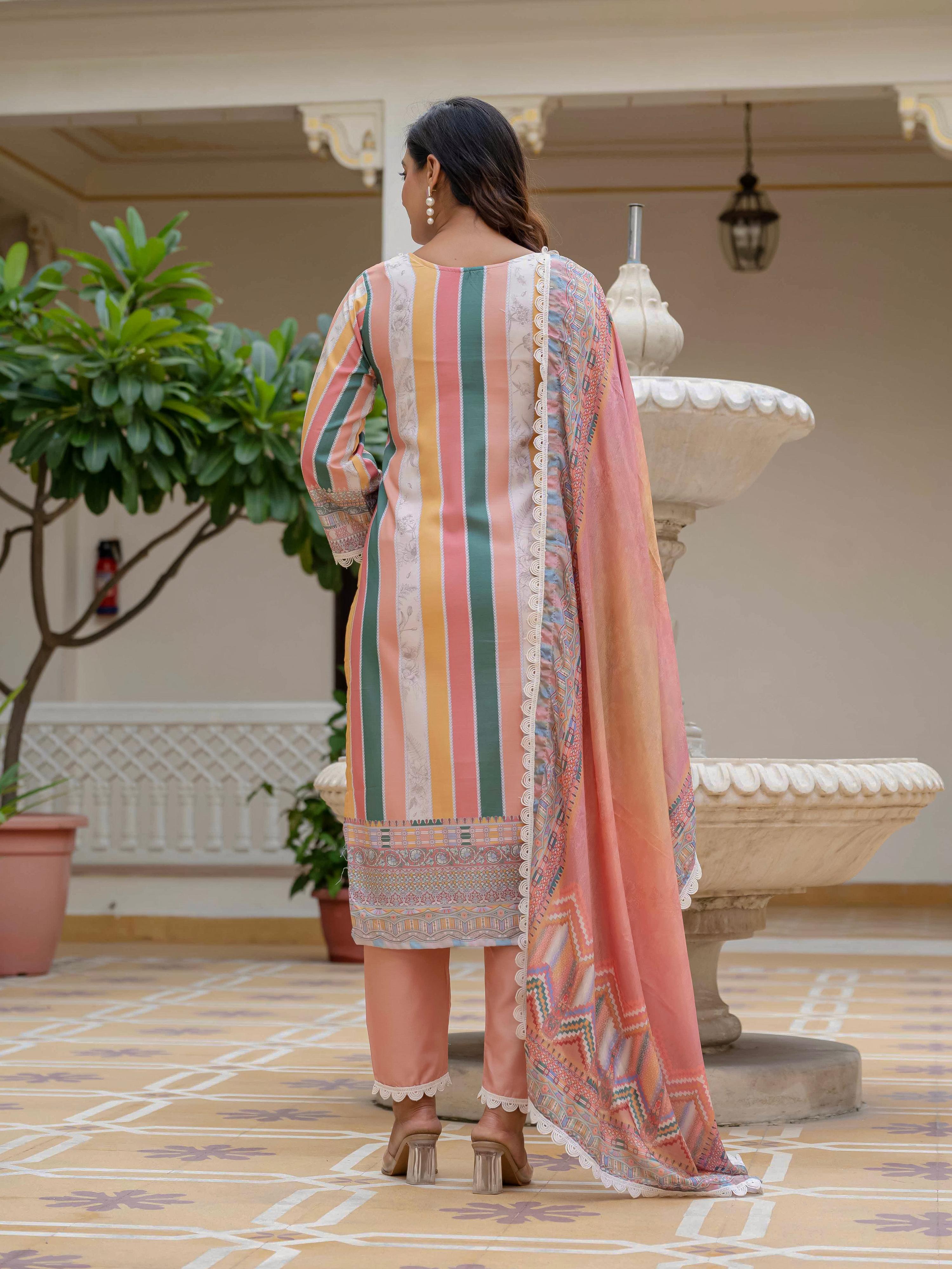 Vegaa Fashion Orange Rayon Embroidered Salwar Suit | Grocsy