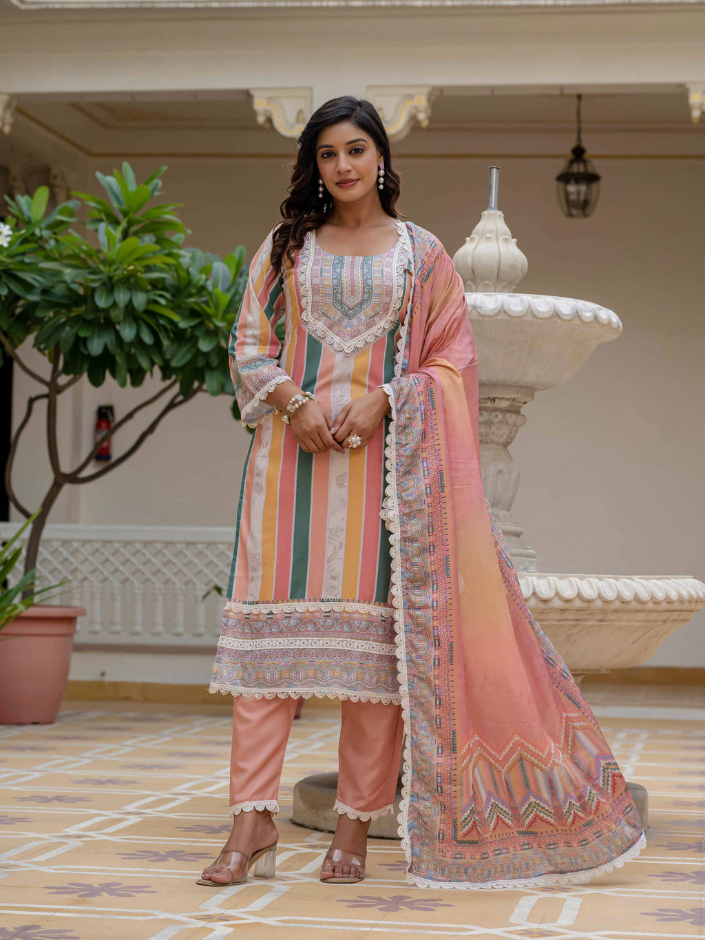 Vegaa Fashion Orange Rayon Embroidered Salwar Suit | Grocsy