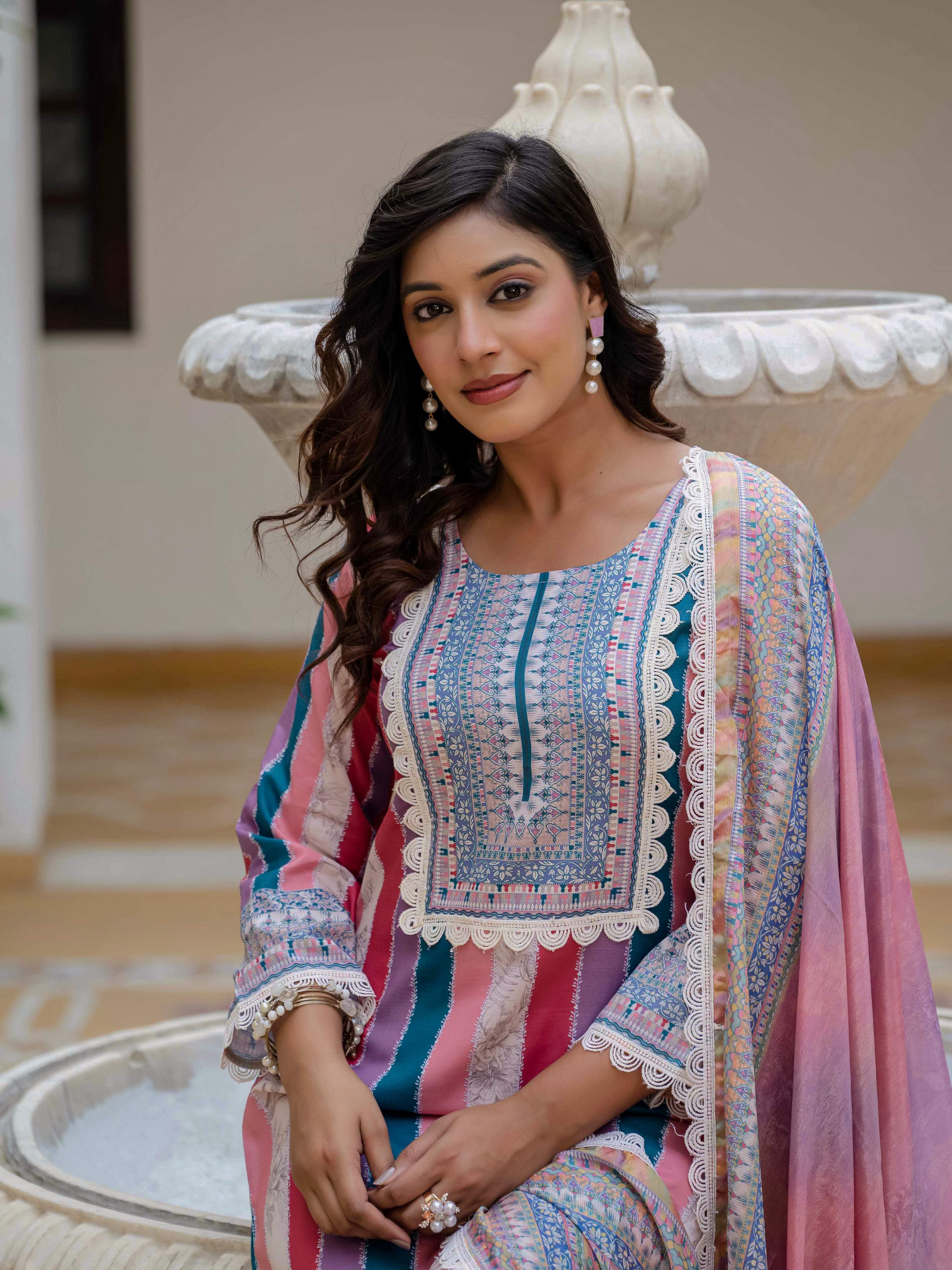 Vegaa Fashion Pink Rayon Embroidered Salwar Suit | Grocsy