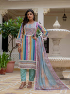 Vegaa Fashion Sky Blue Rayon Embroidered Salwar Suit | Grocsy