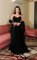 Lorenvalley Fashion Black Fendy Satin crush with Plain Lehenga Choli with Dupatta | Grocsy