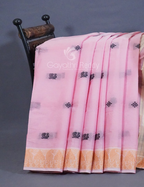 Kalanetha Shades of Baby Pink Pure Kanchi Cotton Saree With Kanchi Traditional Border By Gayathri Reddy Designer Studio | Grocsy