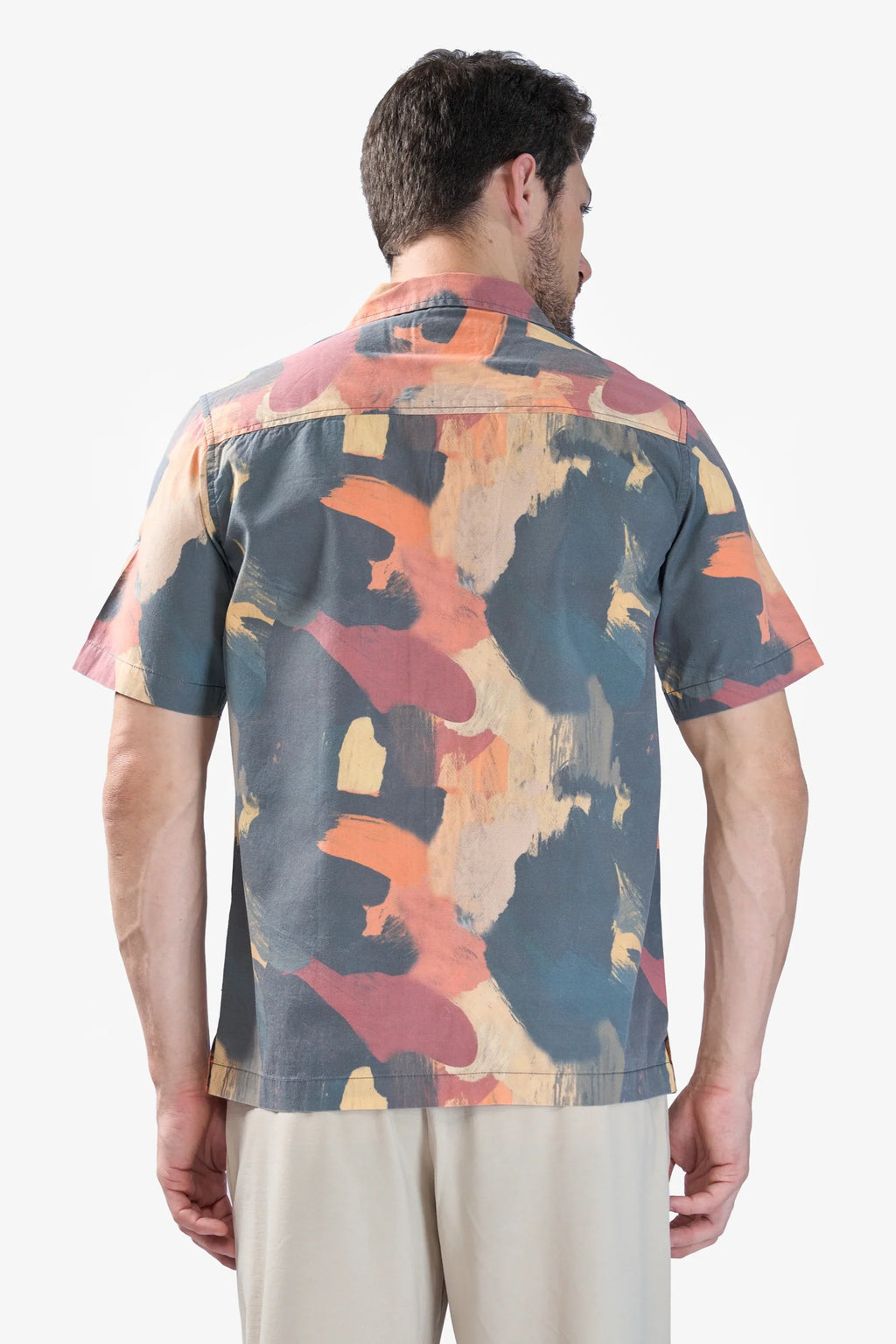 Xkind Dark Grey Abstract Printed Relaxed Fit Shirt | Grocsy