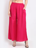 TAG 7 Women Pink Flared Palazzos | Grocsy