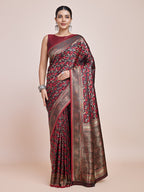 Monjolika Fashion Banarasi Satin Silk Maroon Weaving Designer Saree | Grocsy