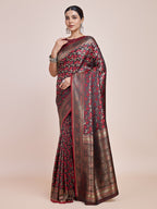 Monjolika Fashion Banarasi Satin Silk Maroon Weaving Designer Saree | Grocsy
