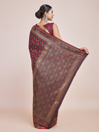 Monjolika Fashion Banarasi Satin Silk Maroon Weaving Designer Saree | Grocsy