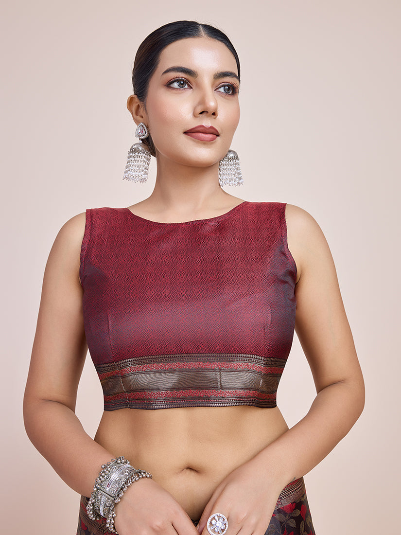 Monjolika Fashion Banarasi Satin Silk Maroon Weaving Designer Saree | Grocsy