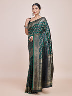 Monjolika Fashion Banarasi Satin Silk Dark Green Weaving Designer Saree | Grocsy