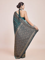 Monjolika Fashion Banarasi Satin Silk Dark Teal Weaving Designer Saree | Grocsy