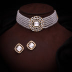 Tehzeeb Creations Brass Gold-Polished Gold, White, White Jewel Set   | Grocsy