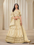 Anaita Cream Embroidered Heavy Art Silk Designer Lehenga With Blouse | Grocsy