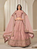 Anaita Pink Embroidered Heavy Art Silk Designer Lehenga With Blouse | Grocsy