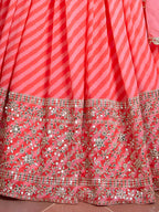 Tulsi Art Adorable Pink Sequins Embroidered Organza Bridesmaid Lehenga Choli | Grocsy