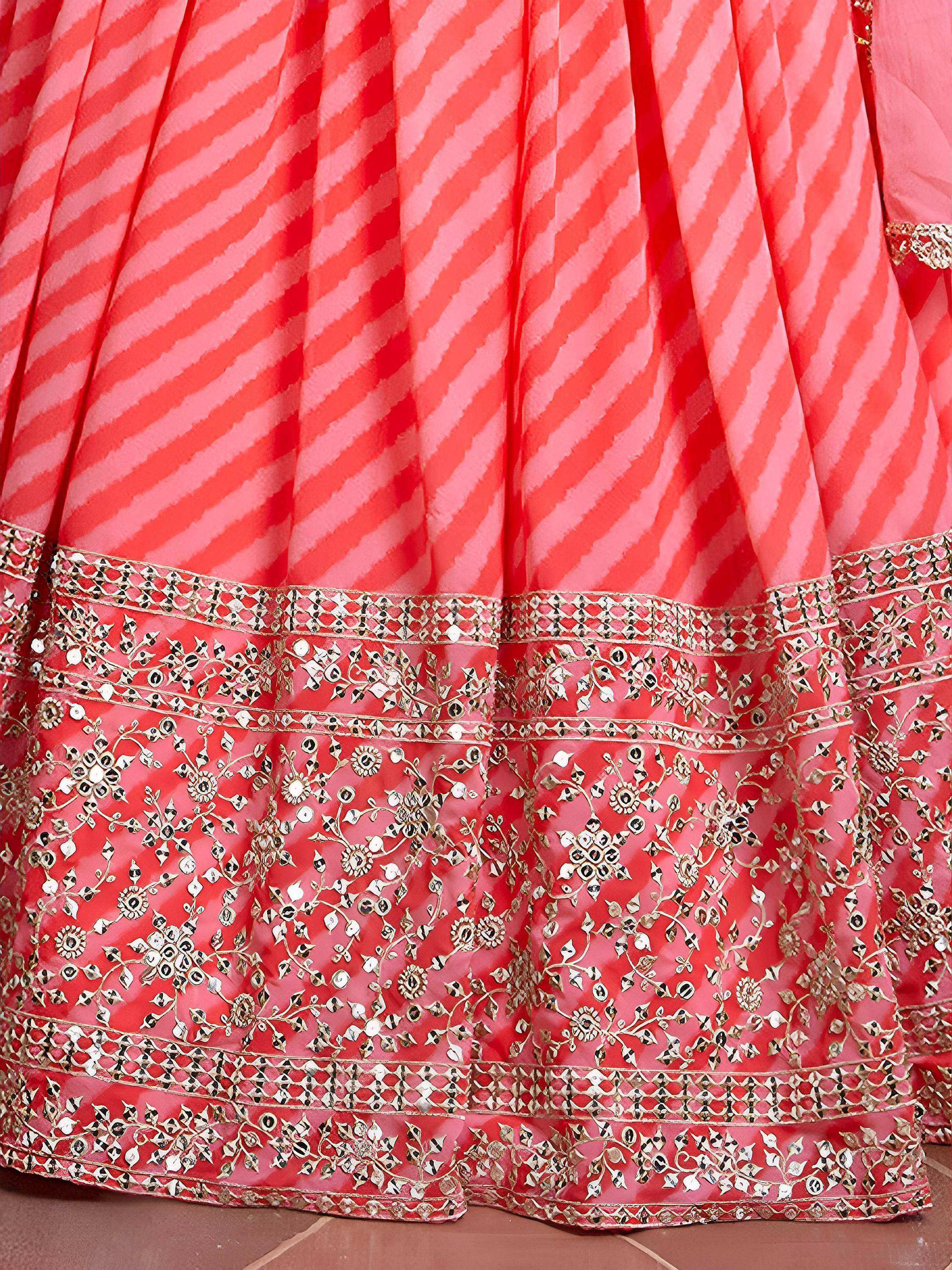 Tulsi Art Adorable Pink Sequins Embroidered Organza Bridesmaid Lehenga Choli | Grocsy