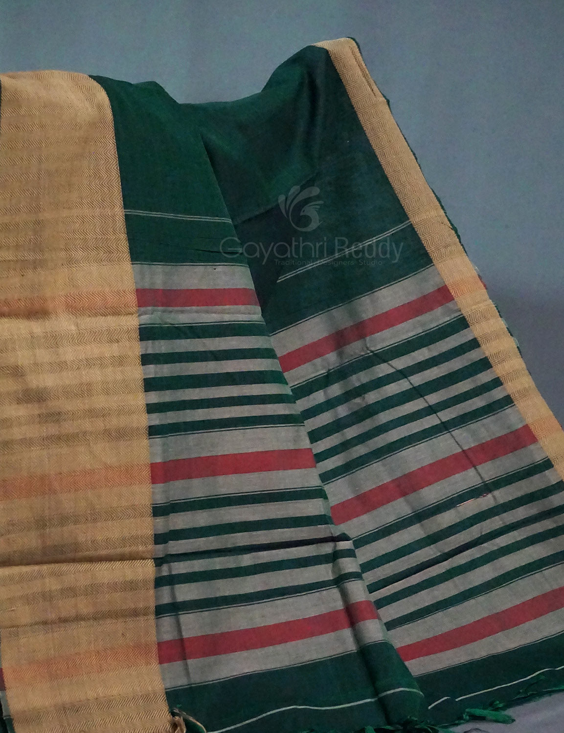Kalanetha Bottle Green Pure Narayanpet Cotton Saree By Gayathri Reddy Designer Studio | Grocsy