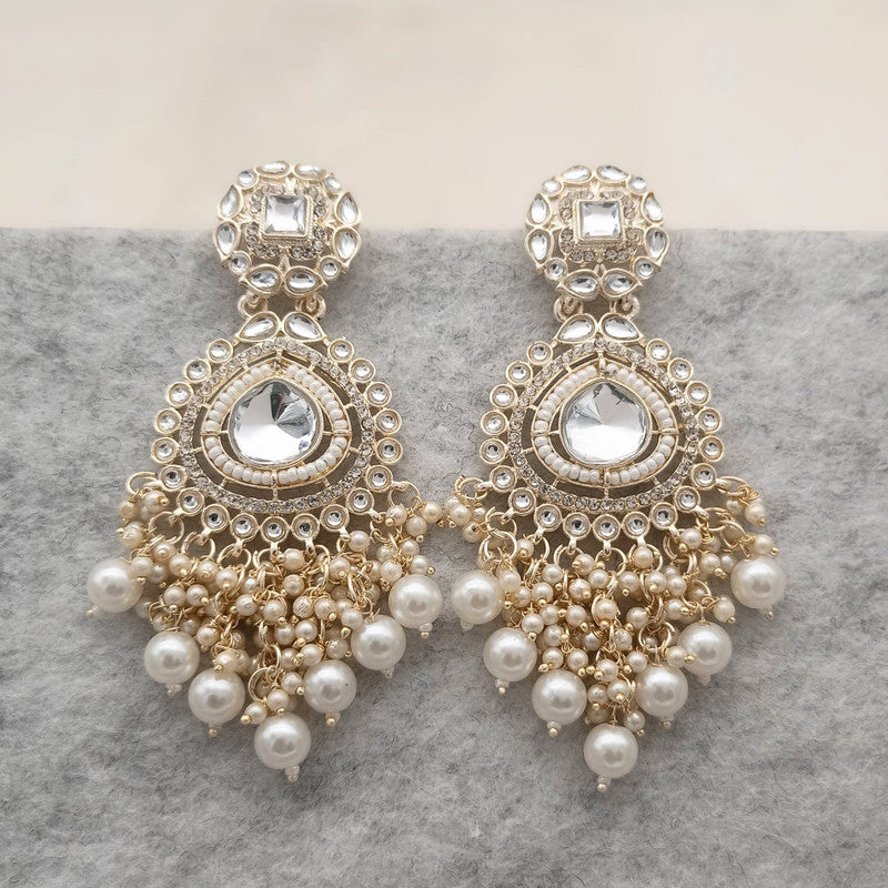 Tehzeeb Creations White Gold Trending Style Drop & Danglers Earring For Girls & Women Diamond, Pearl Brass Drops | Grocsy