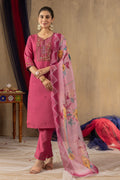 Vedant Vastram Roman Silk Embroidery & Sequence Work Stitched Kurta Pant Dupatta Set-Pink | Grocsy
