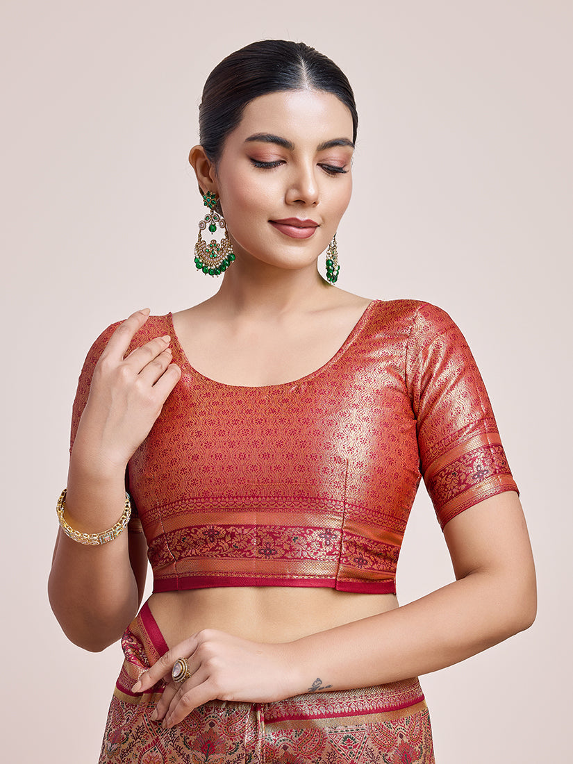 Monjolika Fashion Maroon Latest Dharmavaram Silk SareeWith Rich Heritage Woven In Gold And Silver Zari Work | Grocsy