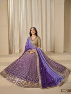 Anaita Purple Embroidered Heavy Chinon Silk Designer Lehenga With Blouse | Grocsy