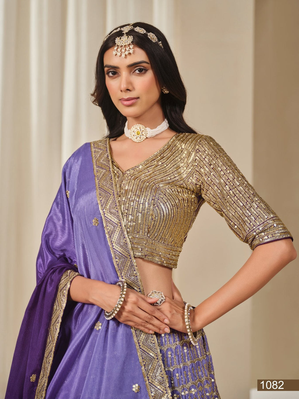Anaita Purple Embroidered Heavy Chinon Silk Designer Lehenga With Blouse | Grocsy