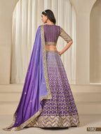 Anaita Purple Embroidered Heavy Chinon Silk Designer Lehenga With Blouse | Grocsy