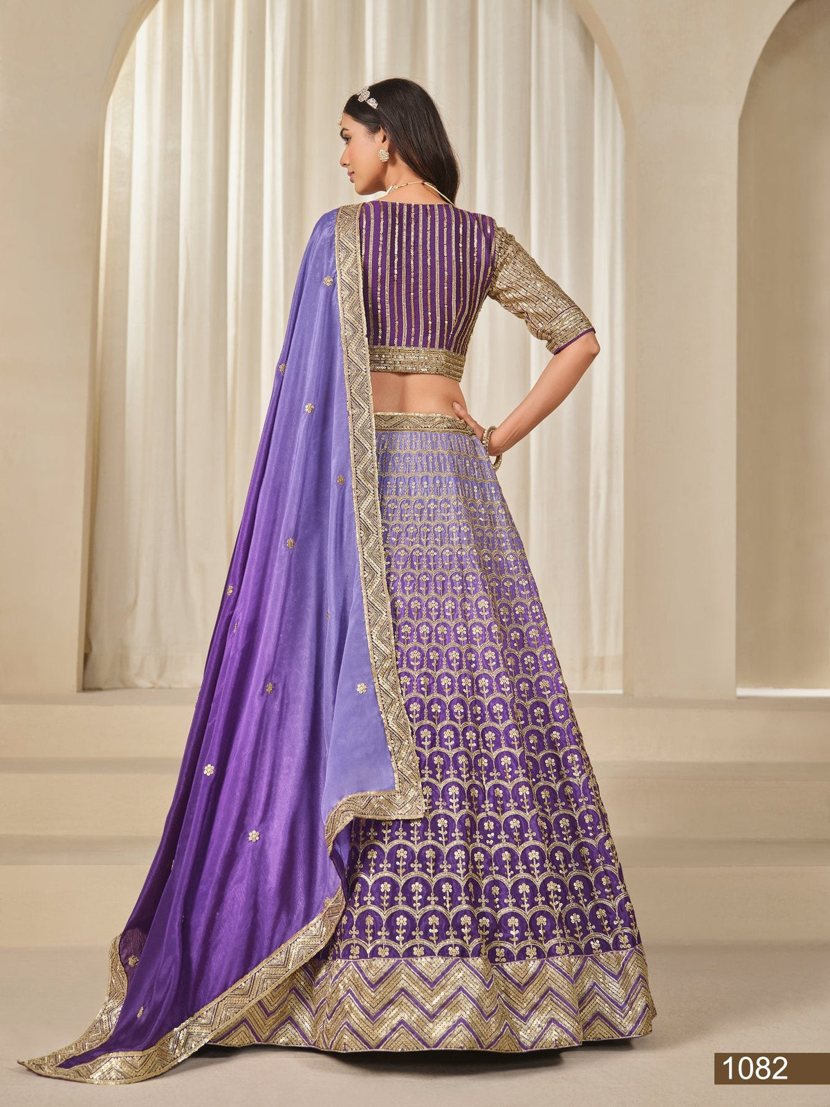Anaita Purple Embroidered Heavy Chinon Silk Designer Lehenga With Blouse | Grocsy