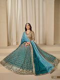 Anaita Turquoise Embroidered Heavy Chinon Silk Designer Lehenga With Blouse | Grocsy