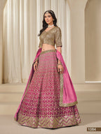 Anaita Pink Embroidered Heavy Chinon Silk Designer Lehenga With Blouse | Grocsy