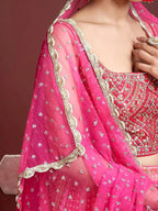 Tulsi Art Admire Pink Chinon Mirror With Embroidery Designer Lehenga Choli | Grocsy