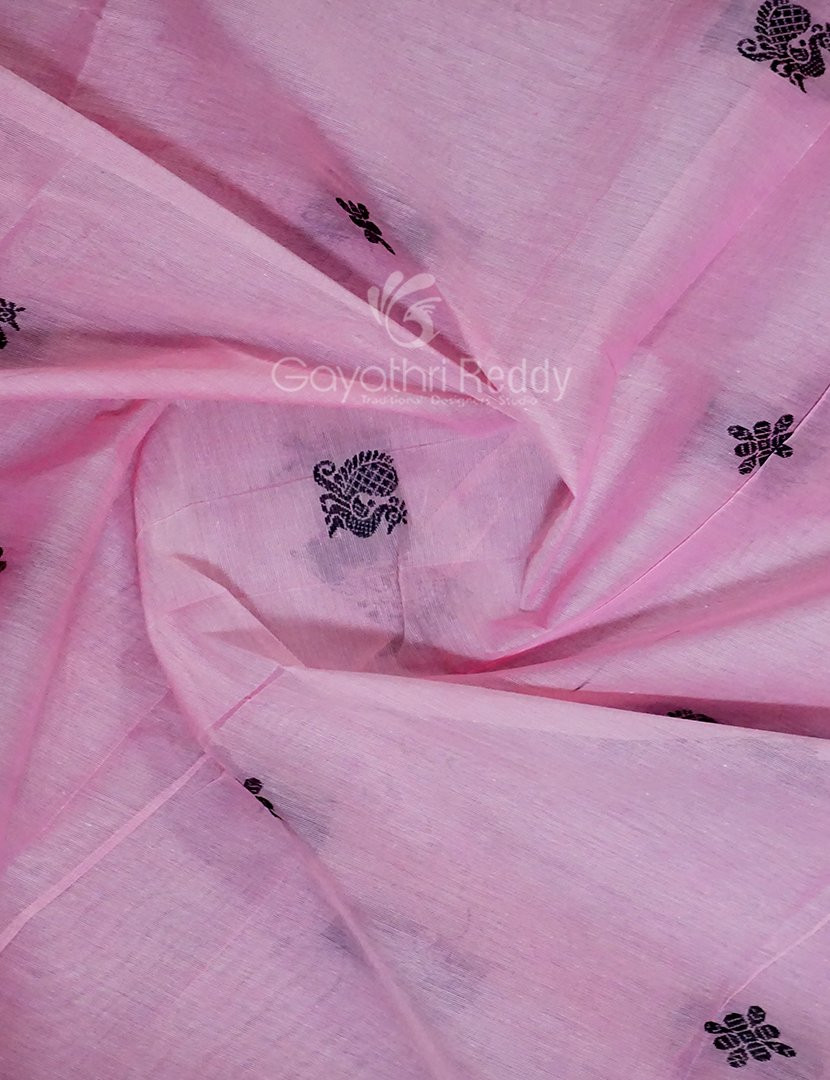 Kalanetha Shades of Baby Pink Pure Kanchi Cotton Saree With Kanchi Traditional Border By Gayathri Reddy Designer Studio | Grocsy