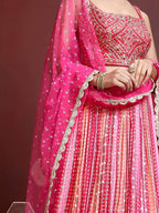 Tulsi Art Admire Pink Chinon Mirror With Embroidery Designer Lehenga Choli | Grocsy