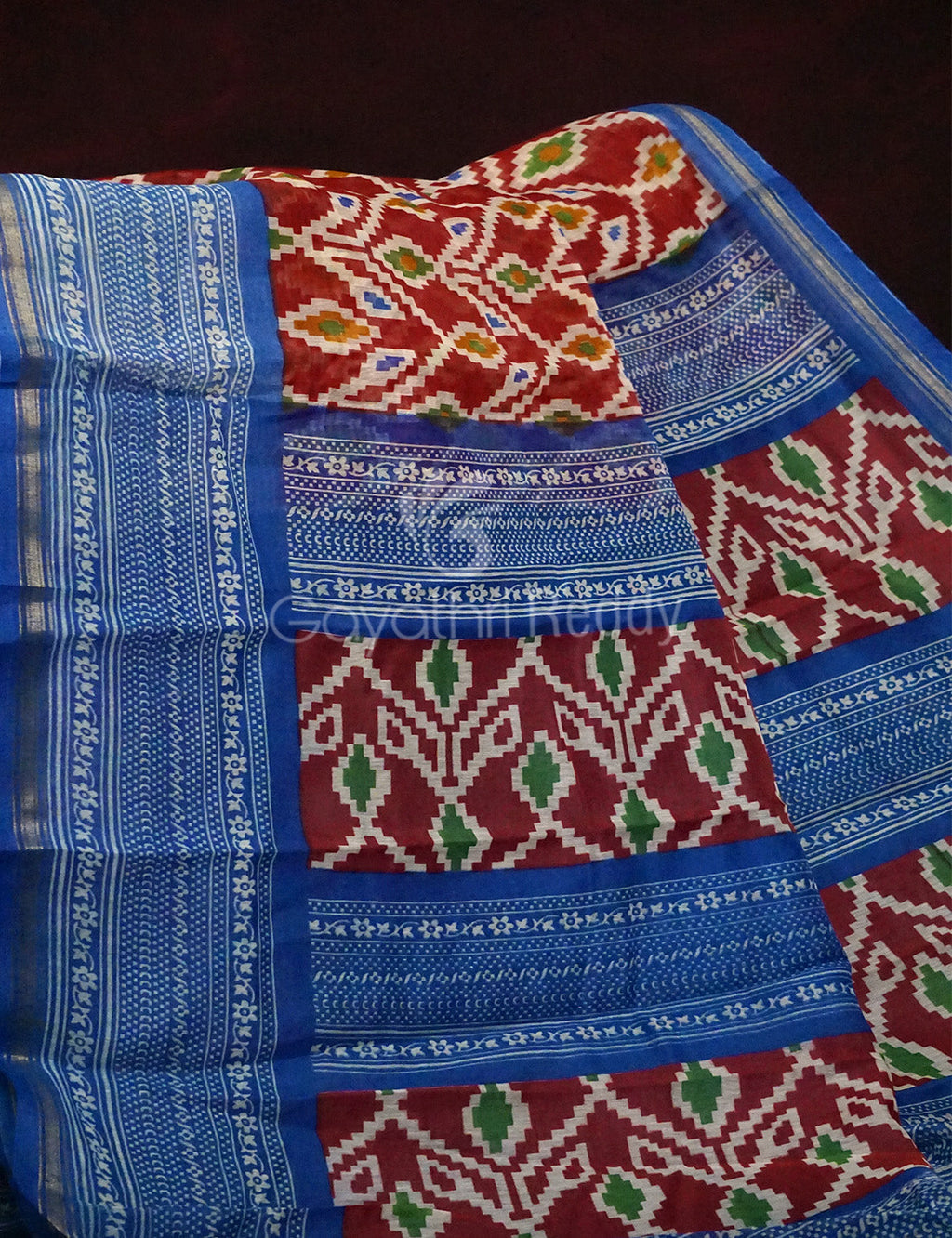 Maroon Colored Patola Print Semi Chanderi saree By Gayathri Reddy Designer Studio | Grocsy