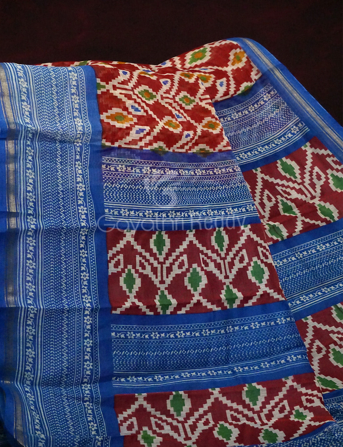 Maroon Colored Patola Print Semi Chanderi saree By Gayathri Reddy Designer Studio | Grocsy