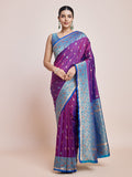 Monjolika Fashion Exquisite Designs With This Purple Banarasi Satin Silk Saree | Grocsy