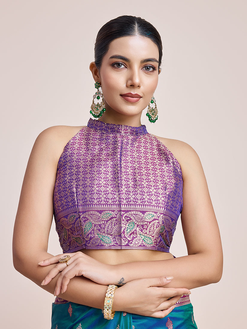 Monjolika Fashion Exquisite Designs With This Teal Banarasi Satin Silk Saree | Grocsy