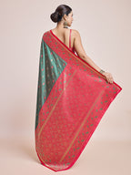 Monjolika Fashion Exquisite Designs With This Green Banarasi Satin Silk Saree | Grocsy
