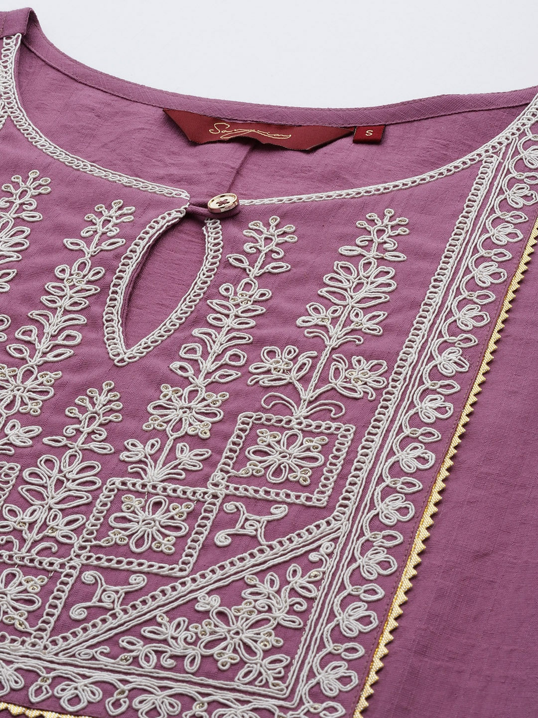 Sangria Women Embroidered Regular Thread Work Kurta with Trousers & With Dupatta | Grocsy