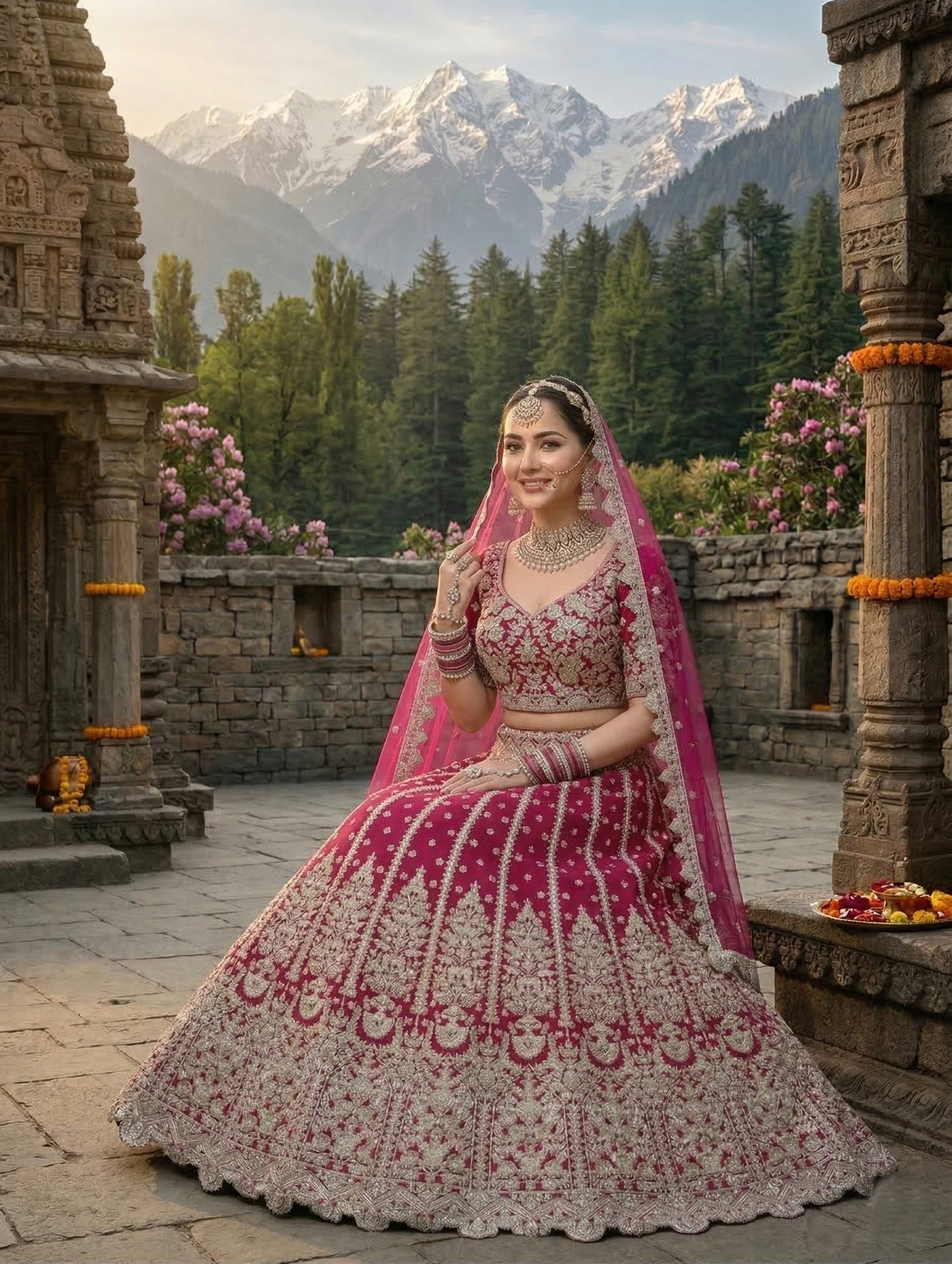 Anaita D Pink Net Lehenga Choli With Embroidery & Dori Sequence Work | Grocsy